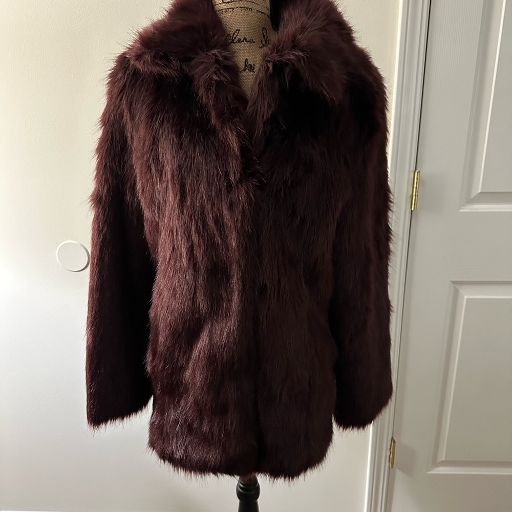 Express Brown Teddy Jacket with Plush Fur and Large Collar
